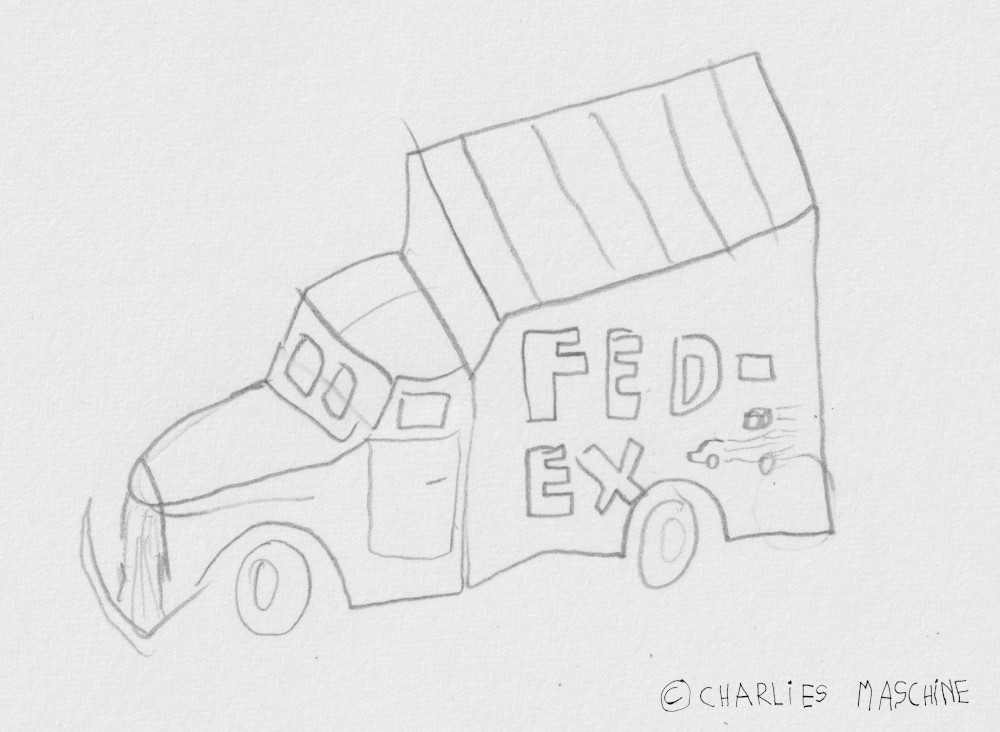 car No. 1 – pencil drawing; Charlie age 10