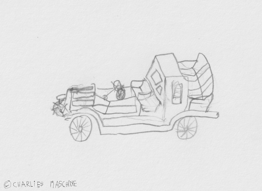 car No. 2 – pencil drawing; Charlie age 10