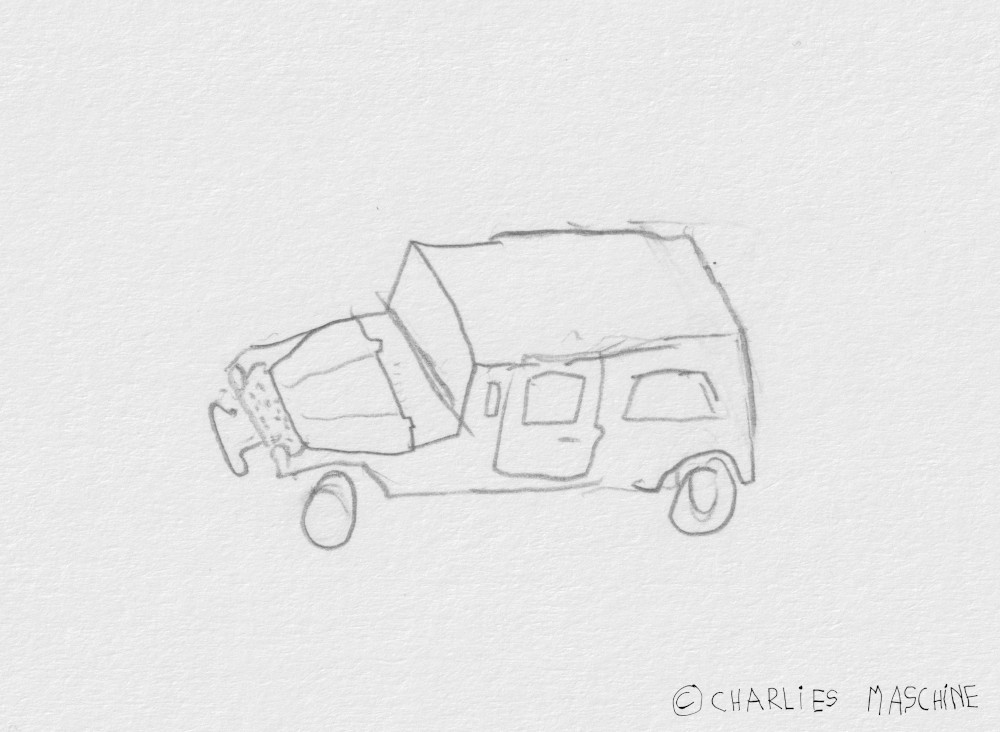 car No. 3 – pencil drawing; Charlie age 10