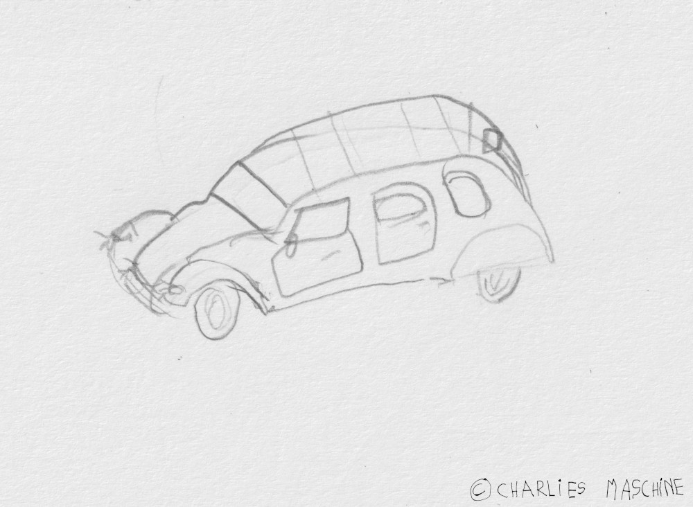 car No. 5 – pencil drawing; Charlie age 10