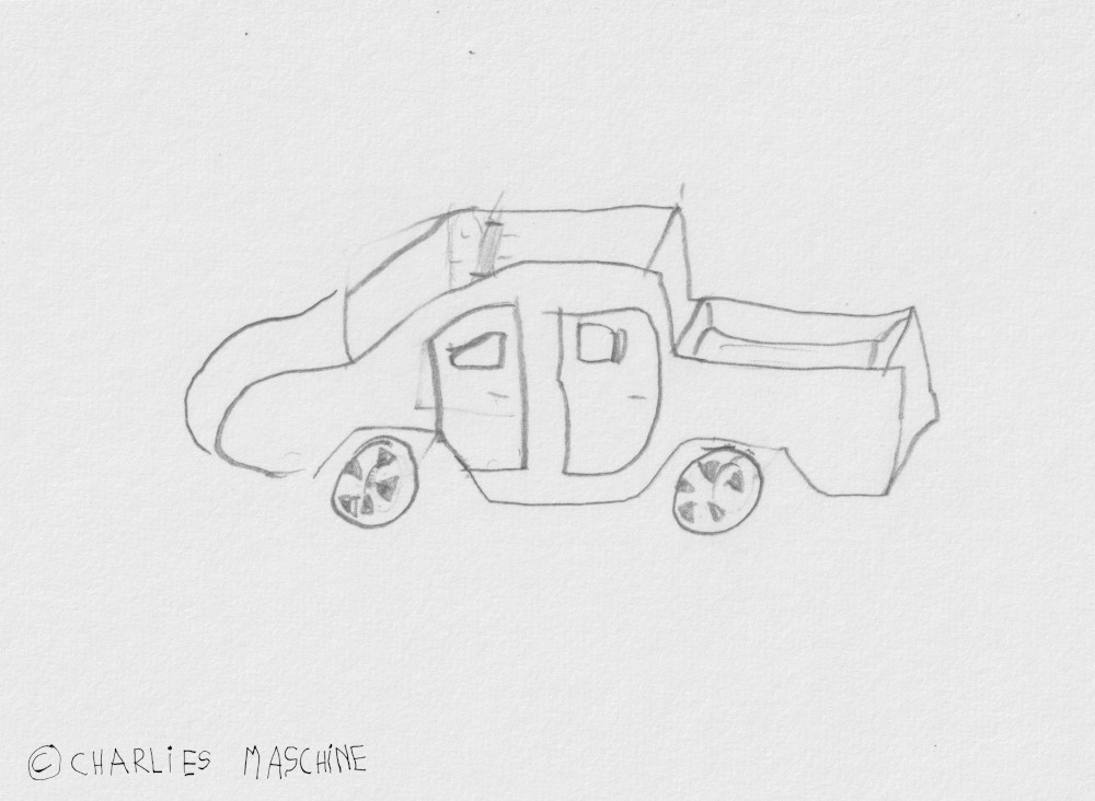 car No. 6 – pencil drawing; Charlie age 10