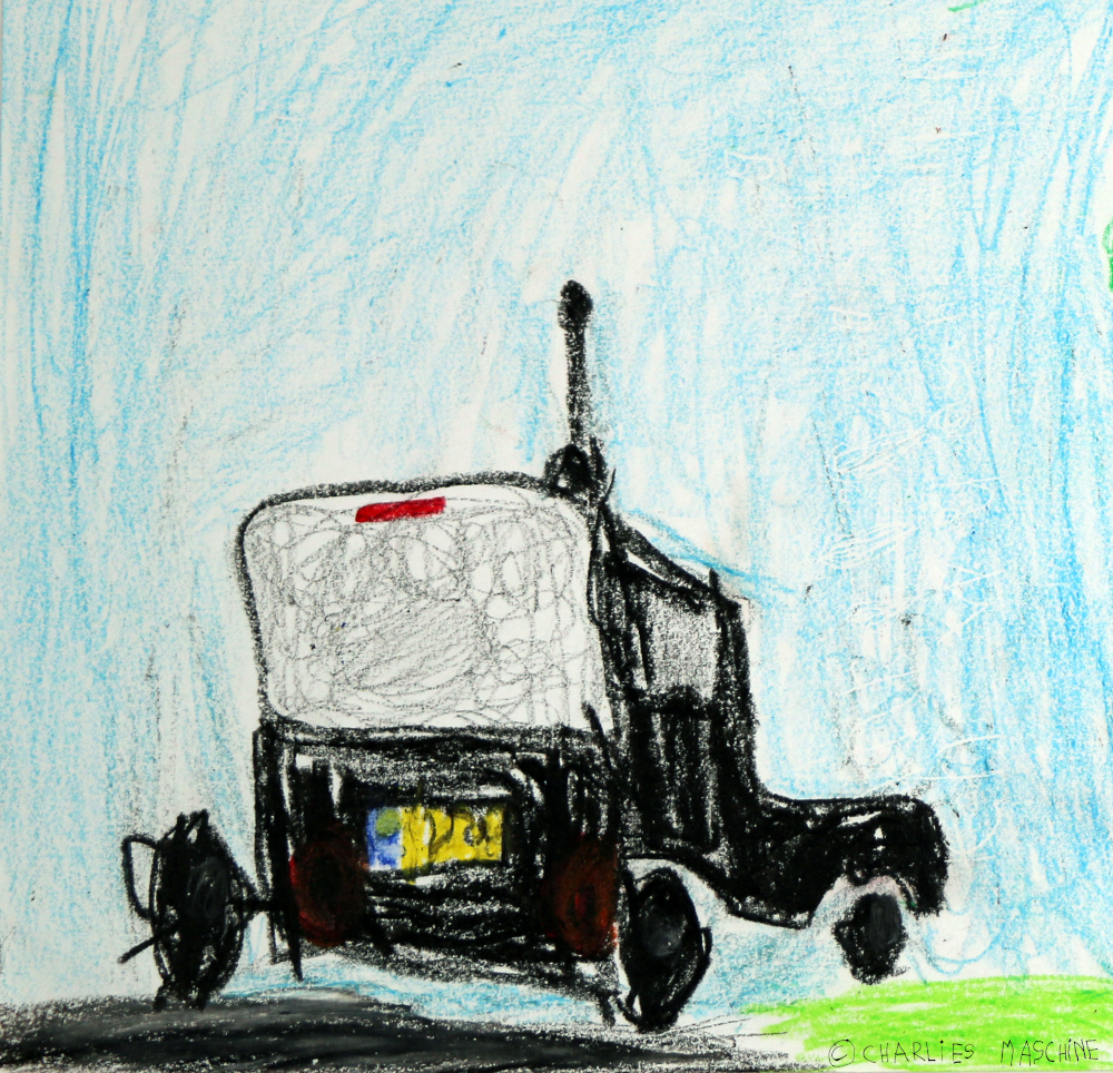 car – crayon; Charlie age 6½