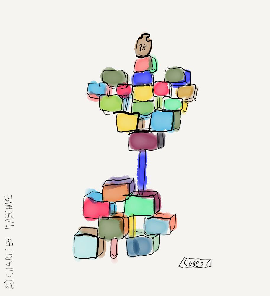 cubes – drawing in paper app; Charlie age 10