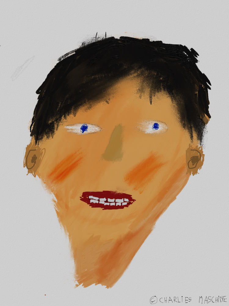 portrait boy – digital drawing on tablet; Charlie age 9