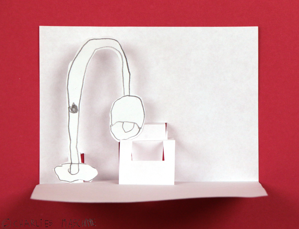 club chair and lamp – pop up, paper and scissors; Charlie age 7