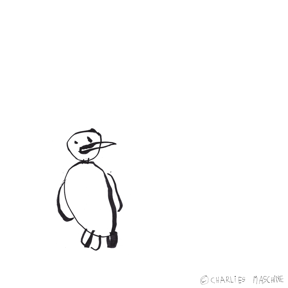 Penguin – magic marker drawing; Charlie age 5½