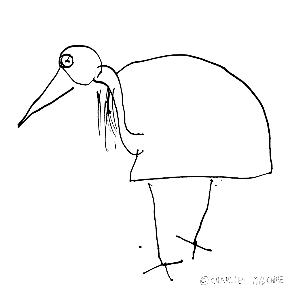 Stork – magic marker drawing; Charlie age 5½