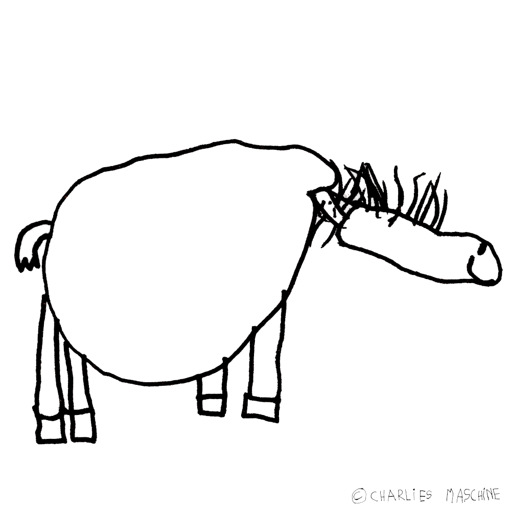 Gentle horse – magic marker drawing; Charlie age 6