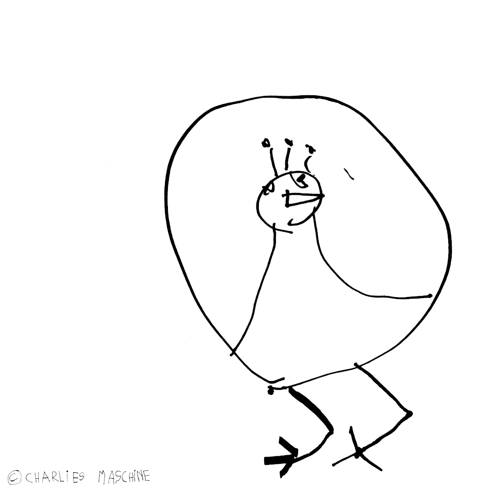 Peacock – magic marker drawing; Charlie age 5½e