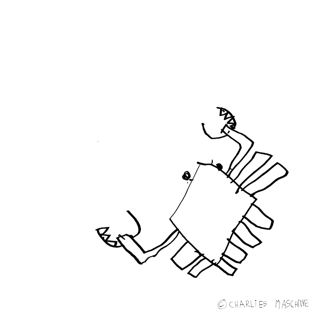 Snow crab – magic marker drawing; Charlie age 5½