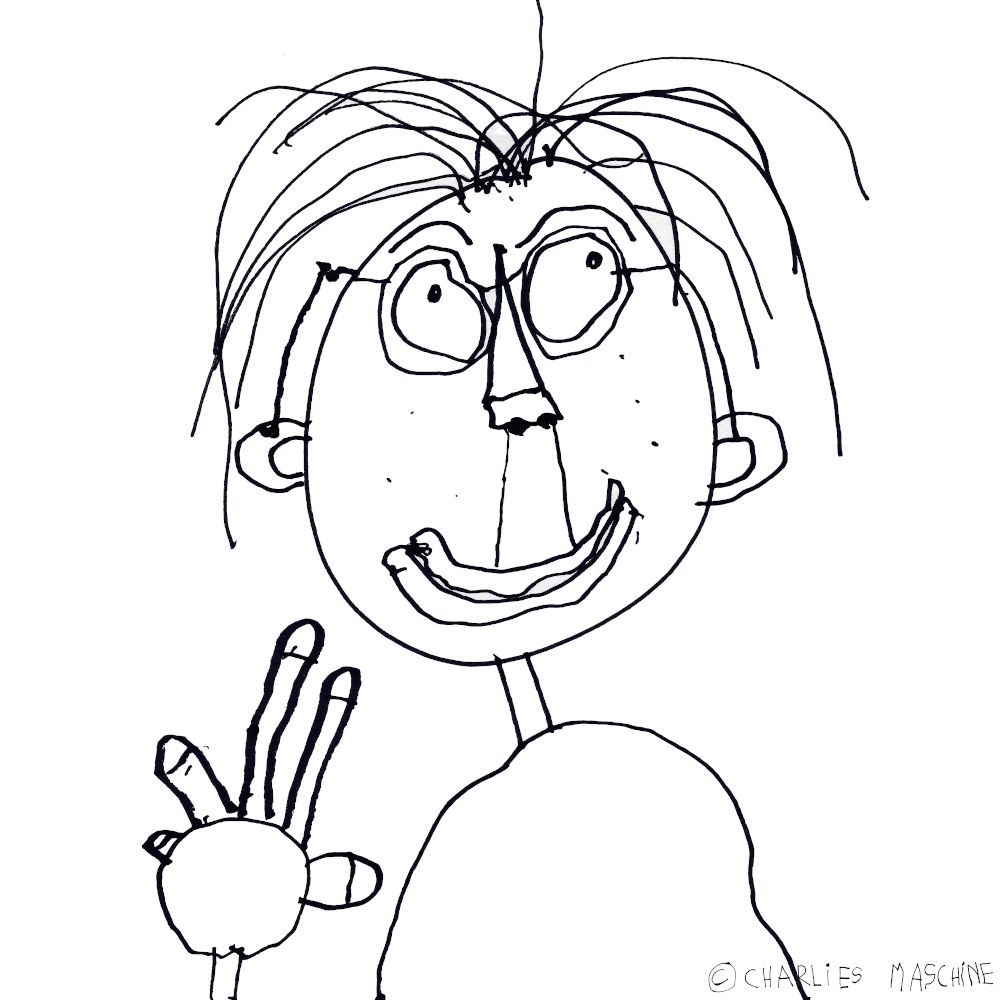 portrait mum – magic marker drawing; Charlie age 5½