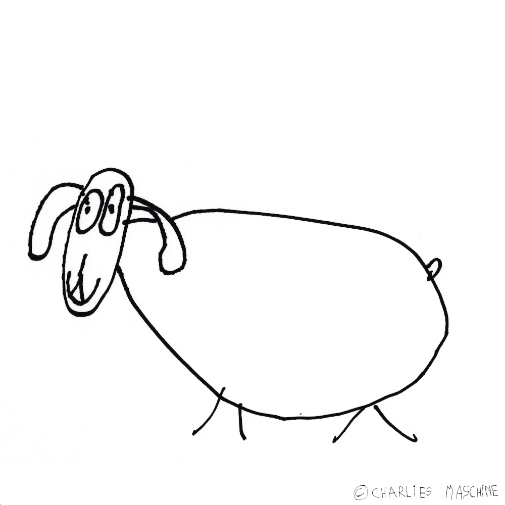 sheep – magic marker drawing; Charlie age 5½