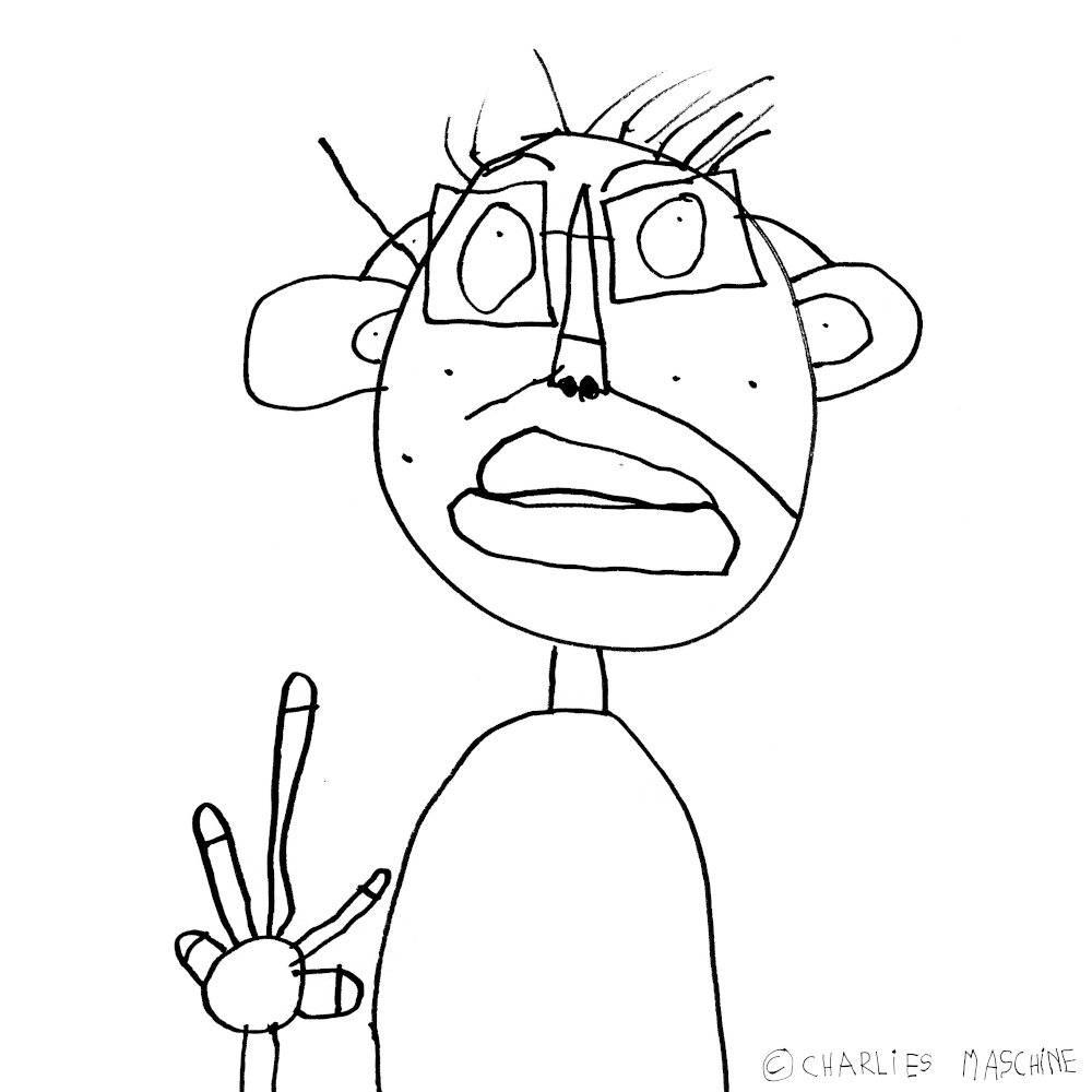 portrait dad – magic marker drawing; Charlie age 5½